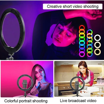10 inch RGB Obroč Svetlobe 26 Barv Video Luč Z Nastavek za Stojalo Selfie Lučka Za Foto Studio v Živo Fotografija RGB Razsvetljava Osvetlitev