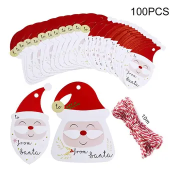 100 kozarcev/set Božični Okraski Visi Santa Claus Glavo Kartico Oznako Božič Votlih Ročno izdelan Darilni Peko Paket