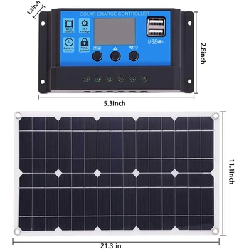 100W Sončne celice, Komplet 12V Polnilec Krmilnik za Karavane & Boat & Dual USB solarnimi 10A Solarni Krmilnik