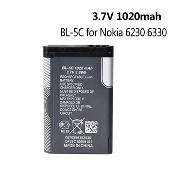 1020mah BL-5C BL5C BL 5C Zamenjava Li-ionska Baterija Za Nokia 6230 6330 6263 6267 6270 6555 6300 C2-01 Mobilnega Telefona, Baterije