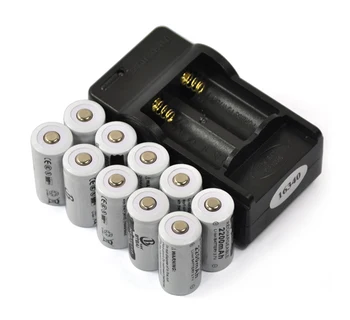 10pcs 16340 2200mah Baterija CR123A 3,7 V 16340 2200mAh Polnilne li-ion Baterije+polnilec