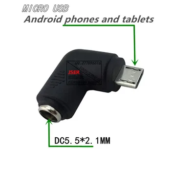 10pcs/lot 5.5x2.1 mm Priključek Mikro USB B 5P pravim Kotom Moški Moč Ac Priključka 5.5x2.1 Mikro usb za 90 stopinj Adapter