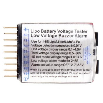 10pcs Nizka Napetost baterije tester Zumer Alarma 1-8 Lipo/Li-ion/Fe Napetost Akumulatorja 2V1 Tester RC BB Obroč