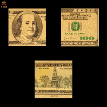 10PCS/Veliko NAS Nastavite Valuti Papirja 100 dolarskih bankovcev V Zlato 999 pozlačeni Bankovcev Ponarejeni Denar Zbirk
