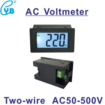 120V AC 230V 380V Dveh Žic AC Digitalni Merilnik Napetosti AC 50-500V LCD-Zaslon AC Voltmeter Napetost Plošči Merilnik Napetosti Monitor