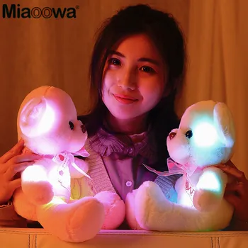 1pc 45 cm Ustvarjalne prižgejo LED medvedek Nagačene Živali Plišastih Igrač Pisane Žareče medvedek Božično Darilo Igrača za Otroke