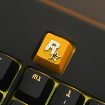 1pc cink-prevlečen aluminij zlitine osvetljene tipke skp za Rockstar Games Logo Mehanske tipkovnice Stereoskopski olajšave keycap R4 Višina