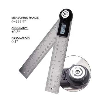 200mm 2-v-1 Digital Kota Vladar Finder Meter Merilnikom. Inclinometer iz Nerjavečega Jekla Gibljejo Rezilo Vladar Goniometer Elektronski