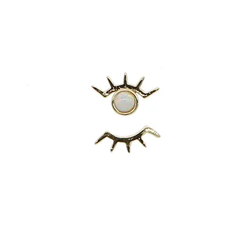 2018 srčkan srečen design evil eye s opal Gem ZLATO barvo neenakomeren adorable dekle ženske trepalnic stud uhan zlato, ki je napolnjena