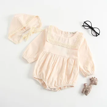 2019 Pomlad Novorojenega Dojenčka Baby Igralne Obleke+Klobuk Barva Dolgimi Rokavi Jumpsuit Igrajo Obleko Za Baby Dekle Moda Baby Girl Obleke