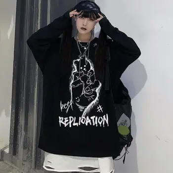 2020 Beli Medved T Srajce Na Japonskem Harajuku Hip Hop T-Majice Ulične Femme Jeseni Dolg Rokav Gothic Prevelik Majica S Kratkimi Rokavi Ženske