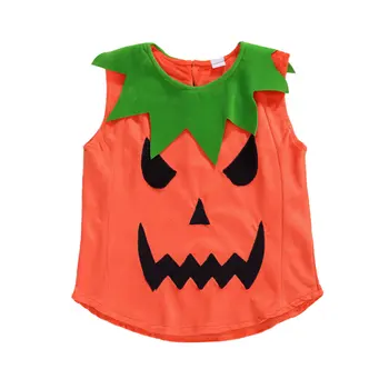 2020 Cosplay Halloween Malčke Baby T-majice Bučna Tiskanja brez Rokavov Telovnik Vrhovi Baby Boy Girl Oranžna Majica Obleke Kostumi
