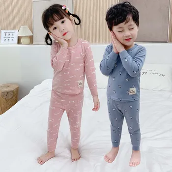 2020 Otroci fant dekleta, obleka pižamo komplet Bombaž Otrok Sleepwear 2 Kosa Risanka Vrhovi +Hlače Malčka Otrok Oblačila Pižame