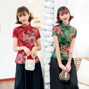 2020 Tang bo Ustrezala ženska Majica Kratek Oddelek Moda za Ženske Cheongsam Krilo Matere Kostum, Kostum Obleko Classic Sodobne Qipao