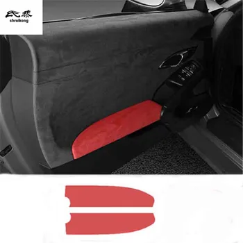 2pcs/veliko Avto nalepke, Alcantara usnjene Notranja vrata armrest okrasni pokrov za leto 2016 2017 2018 Porsche 718