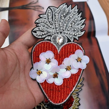 2pieces Beaded vezenje cvetje srce obliž letnik aplicirano modnih oblačil čevlji dekoracijo sew na obliž DIY dodatki