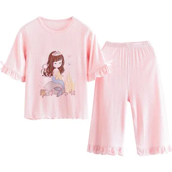 3-12 Let Otroci Dekleta Pižame Nastavite Morska Deklica Vzorec Modal Sleepwear Oblačila Otroci More