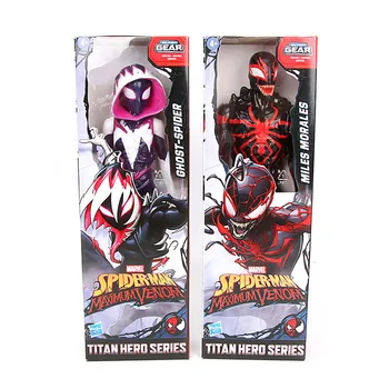 30 CM Marvel Igrače Spider-man Največji Strup Titan Junak Serije GHOST-PAJEK Milj Morales PVC Dejanje Slika Superheroj Spiderman