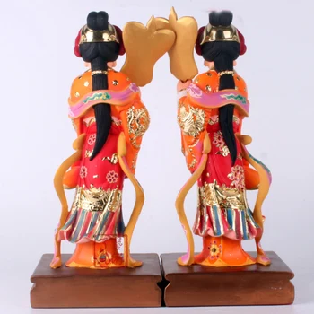 30 CM VISOK - par - high-grade Doma učinkovita Talisman Maskota Boginja maidens za Guanyin Mazu barve drew Kiparstvo kip
