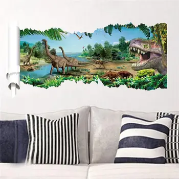 3d dinozavri stenske nalepke jurassic park, doma dekoracijo 1458. diy risanka otroški sobi živali decals film zidana umetnosti plakatov 3.0