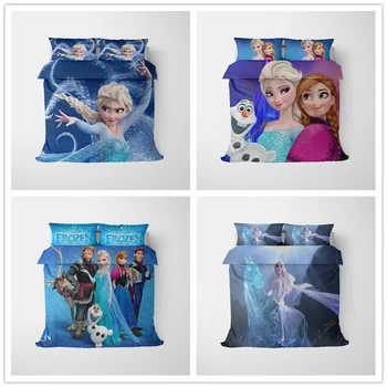 3D-Tiskana Posteljnina Sklop Zamrznjene Elsa Ana Princesa Dekleta, Fantje, Sam Kralj Posteljnino Rjuhe Kritje Pillowcases za 0,9 m-2 m Postelja