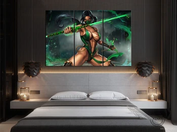 3pcs Sliko Igro Dekle Jade (Mortal Kombat) Igra Plakat, Dekorativno Slikarstvo za Dnevna Soba Stenski Dekor