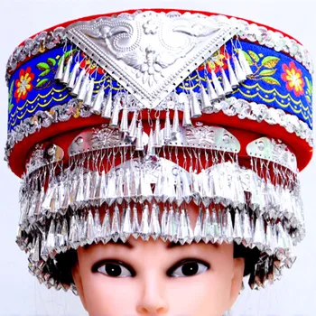 4 barve odraslih manjšinskih klobuk kitajski nacionalni ples klobuk plemenski miao oblačilni dodatki za uspešnost klobuk