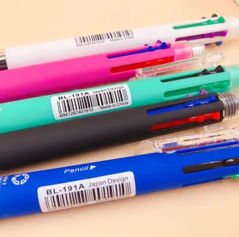 4 Kos/set Kawaii Clip-on Multi 6 V 1 Plastičnih 5 Barv Pritisnite Kemični svinčniki Vsebuje 1 Mehanske Svinčnik korejski Tiskovine Darilo