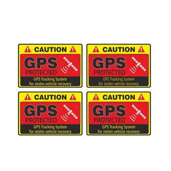 4 X Opozorilo Avto Nalepke Pozor GPS Sistem za Sledenje Zaščitene Nalepko Nepremočljiva zaščito pred soncem Nalepko Koles, Nalepke PVC,7 cm*4 cm