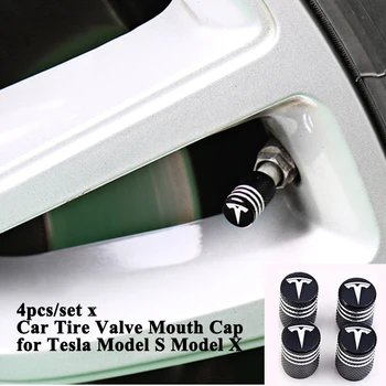 4pcs/set Avto Pnevmatike Kolo Ventil Skp Zajema Logotip Ventil Usta Dekoracijo Styling Pribor za Tesla Model S Model X Model 3