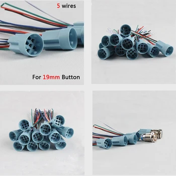 50pcs /lot 16 mm 19 mm 22 mm kabel vtičnica za kovinski pritisni gumb stikalo napeljave 2-6 žice stabilno lučka lučka gumb