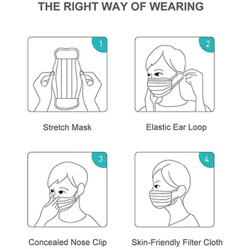 50PCS za Enkratno uporabo Maske Non-woven Maske Pokrov 3 plast Vložek Filter Proti Prahu Dihanje Odraslih Usta Maska je Črne Čipke vzorec