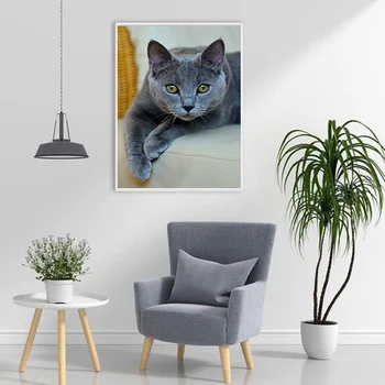 5D DIY Diamond Slikarstvo Black Cat Celoten Kvadratni/Krog Smolo Diamond Vezenje Živali Mozaik Sliko Nosorogovo Doma Dekoracijo