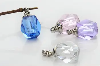 5pcs 10*14 mm rhombus tehtnica obesek navoj Miniaturne stekleničke Parfuma brisanje/modra/roza/vijolična Kristalni obesek ime ali riž umetnosti