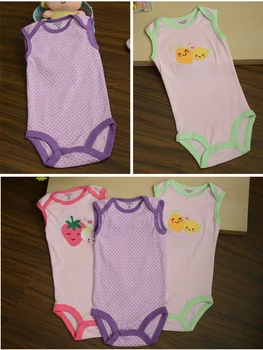 5pcs/veliko Baby Dekleta, Obleka, Bombaža, za Malčke Body brez Rokavov Plezanje Oblačila Risanka Natisnjeni Jumpsuits Baby Fantje Bodysuits