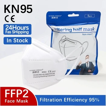 6 Plasti FFP2 KN95 Masko za Obraz, Zaščita za Obraz Maska fpp2 Odobrene Varnostne Respirator Usta Kape CE Certifikacijo mondkapjes