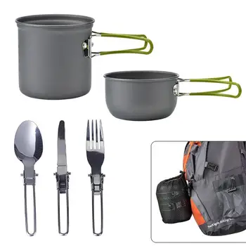 6PCS ultralahkih camping kuhinjskih pripomočkov aluminijaste posode na prostem pohodništvo piknik planinarjenje pan pan kuhanje prenosni 1-2 peopl