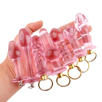 7pcs/set roza kristalno steklo igrače Potegnite obroček stekla analni vibrator butt plug G-spot expander masturbacija stimulacije za odrasle sex igrače