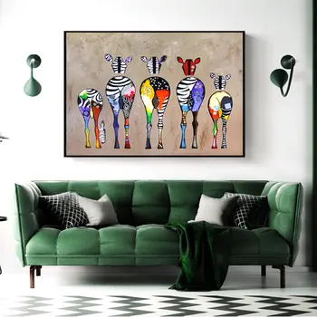 AAHH Abstraktne Barvne Zebra Nazaj Pogledu Povzetek Platno Slikarstvo Plakati Stenskih slikah, za Dnevni Sobi Doma Dekor Brez Okvirja