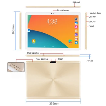 AKPAD 10 Inch 64GB Tablet S119 SREDI PC Globalni Bluetooth, Wifi Phablet Android 9.0 MTK Core Dual SIM Kartico 2.5 D Tablet CE Band 32GB