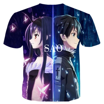 Anime Sword Art Online Majica s kratkimi rokavi Moški/Ženske 3D Tiskanja Moda, moška Oblačila, Casual Ulične T Shirt Vrhovi T167