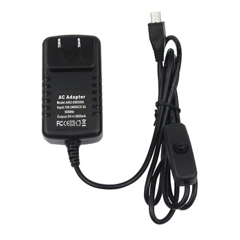 Aokin 5V 3A Za Raspberry Pi 3 B+ Adapter za Napajanje Micro USB AC Adapter z Vklop/izklop Preklopnik med EU in ZDA UK AU Plug