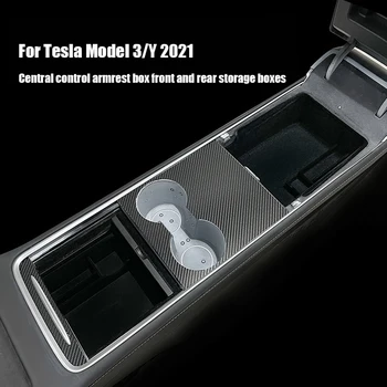 Avto Centralne Armrest Škatla Za Shranjevanje Za Tesla Model 3 2021 Pribor Sredinski Konzoli, Flocking Organizator Posode Notranjosti Avtomobila