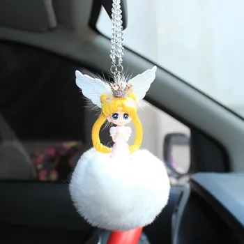 Avto Obeski Sailor Moon Krzno Žogo Čarobne Gumbe Za Auto Vzvratno Ogledalo, Ki Visi Dekoracijo Srčkan Oprema Doma Dekor Ornament