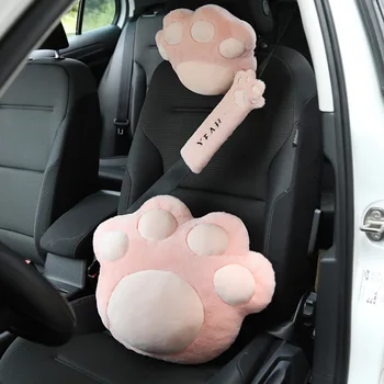 Avto plišastih vzglavnik luštna mačka nevihte vratu blazino blazine moden avtomobil žensk dekorativni varnostni pas zaščito ledvenih zajema