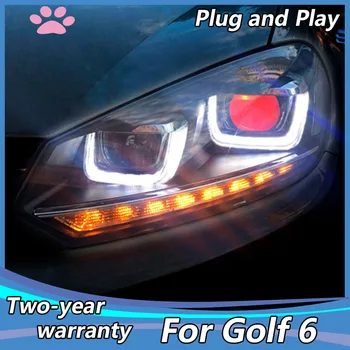 Avto Styling za VW Golf 6 MK6 LED Smerniki Golf6 DRL Skril Glavo Svetilko Bi-Xenon žarometi Dodatki