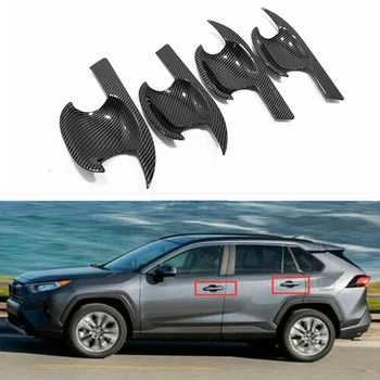 Avtomobilska dodatna Oprema 4pcs/set Avto ABS Chrome Ogljikovih Vlaken Zunanji Vrata Skledo Kritje Trim Za Toyota RAV4 2019