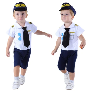 Baby Boy Pilotni Romper Novorojenčka Astronavt Kostum Vesoljsko Obleko Za Malčke Halloween Carnival Pustna Playsuit Letalec Jumpsuit