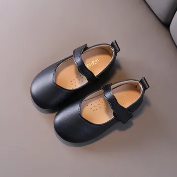 Baby dekleta princesa čevlji otroci Mehko dno Otrok priložnostne usnjeni čevlji dekleta Enotno čevlji chaussure fille kaki bež črna