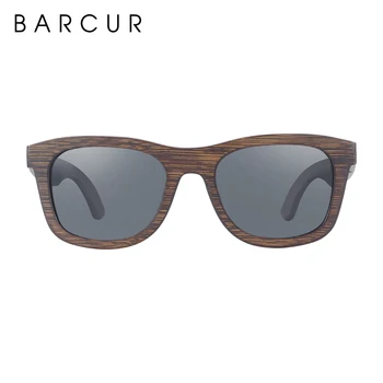 BARCUR Les, sončna Očala Bambusa Rjava Full Frame Leseno sončna Očala Moških Polarizirana Letnik Ženske Očala